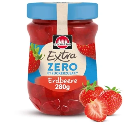 Abbildung von Schwartau Extra Zero Erdbeere, Fruchtaufstrich ohne Zuckerzusatz, 15 kcal pro 25g, 280g