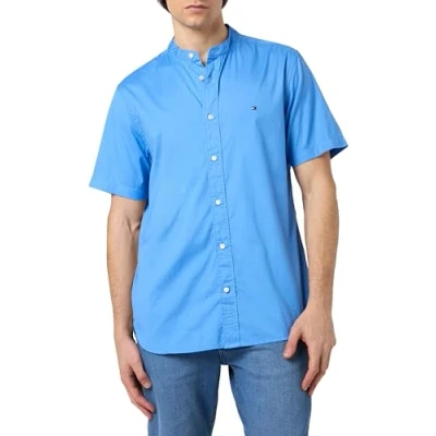 Abbildung von Tommy Hilfiger FLEX MAO Hemd, Herren, Größe: Medium, Blue spell