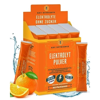 Abbildung von Key Nutrients Elektrolyte Pulver Orange 40 Portionen Ohne Zucker Keto Elektrolyt : Glutenfreies Zusatz: Magnesium, Kalium Electrolyte Powder
