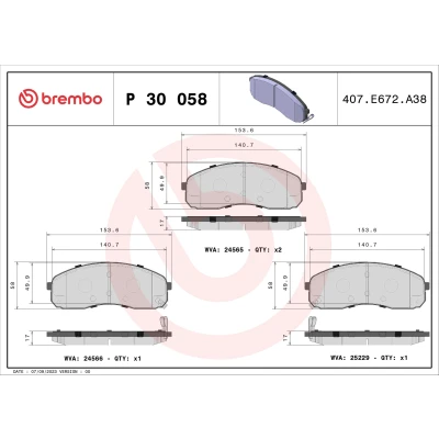 Abbildung von BREMBO P 30 058 Bremsbelagsatz mit akustischer Verschleißwarnung ohne Zubehör KIA: CARNIVAL 2