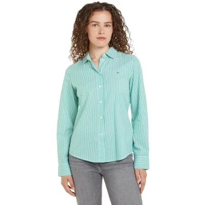 Abbildung von Tommy Hilfiger Essential Regular Hemdbluse, Damen, Größe: 38, Grün
