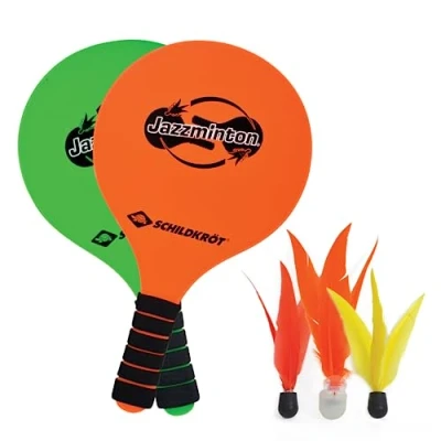 Abbildung von Schildkröt® Jazzminton Set, 2 Schläger, 3 Birdies, LED Ball für das Spiel bei Nacht, Beachball großer Spaß Jedermann und überall