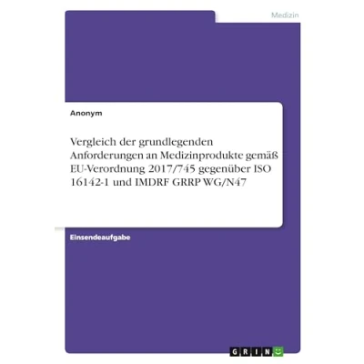 Abbildung von Vergleich der grundlegenden Anforderungen an Medizinprodukte gemäß EU Verordnung 2017/745 gegenüber ISO 16142 1 und IMDRF GRRP WG/N47