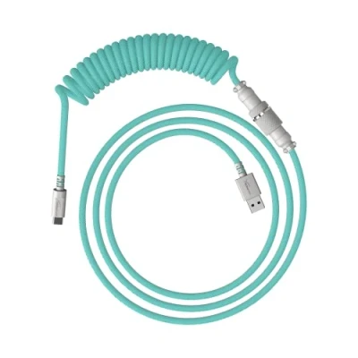 Abbildung von HyperX USB C Spiralkabel hellgrün weiß