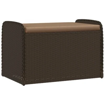 Abbildung von vidaXL Gartenbank Sitzbank mit Stauraum &amp; Kissen Braun 80x51x52 cm Poly Rattan (1 St)