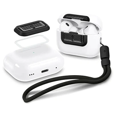 Abbildung von Spigen Lock Fit M [EZ FIT] Verriegelung Kompatibel mit AirPods Pro 2. Generation(2023/2022) / Pro(2019) Locking Module Handschlaufe Keine Hülle enthalten Carbon