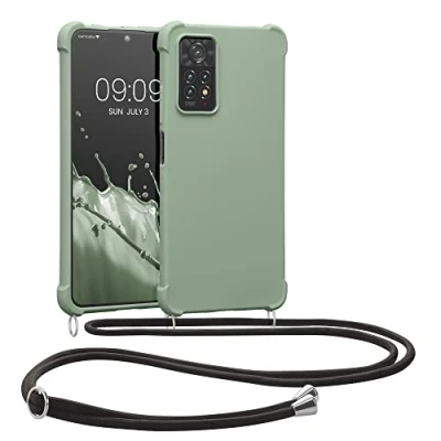 Abbildung von kwmobile Necklace Case kompatibel mit Xiaomi Redmi Note 11 Pro/Note Pro (5G) / 12 (4G) Hülle Cover Kordel zum Umhängen Silikon Schutzhülle Graugrün
