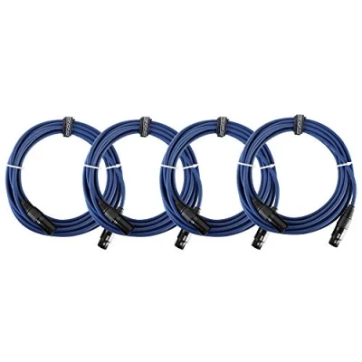 Abbildung von 4er Set Pronomic Stage DMX3 5 DMX Kabel Meter (zur Verkabelung von Lichteffekten, Goldkontakte, Mantelfarbe: Blau, XLR Male zu Female)