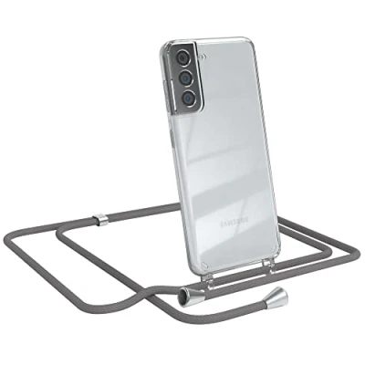 Abbildung von EAZY CASE Handykette kompatibel mit Samsung Galaxy S21 5G Handyhülle Umhängeband, Handykordel Schutzhülle, Silikonhülle, Hülle Band, Stylische Kette für Smartphone, Anthrazit