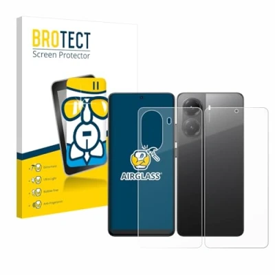 Abbildung von BROTECT Schutzglas für Xiaomi Poco X7 Pro (Display+Rückseite) Schutzfolie Panzer Folie Glas [Extrem Kratzfest 9H, Anti Fingerprint,