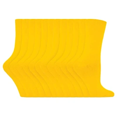 Abbildung von 12er Pack Damen Baumwolle Bunt Socken Sock Snob Dünn Bequem Crew Uni Farbig für (37 42, Gelb)