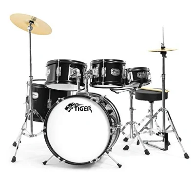 Abbildung von Tiger JDS14 BK 5 teiliges Junior Drumset Schwarzes Kinder Drumset, für 3 10 Jahre