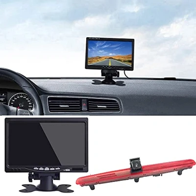 Abbildung von Auto Drittes Dach Original Bremslicht Rückfahrkamera, Ersatz für VW T5 Bus Transporter Multivan Caravelle Business mit Heckklappe (Nicht Flugelturer) 2003 2015 Bj (mit 7 Zoll Monitor)