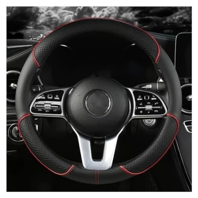 Abbildung von Lenkrad Abdeckung Für VW Sharan Passat Caddy Touran Tiguan Golf Polo Auto 38 cm PU Leder Lenkradschutz(5)