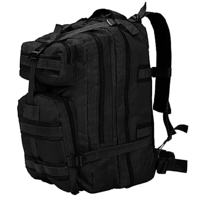 Abbildung von vidaXL Army Rucksack Armee Stil Reißfest Witterungsbeständig Kampfrucksack Armeerucksack Bundeswehr Trekking Wandern Outdoor 50L Schwarz