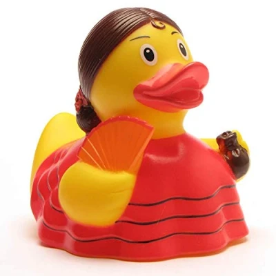 Abbildung von Badeente I Quietscheente Flamenco L: 8,5 cm inkl. Badeenten Schlüsselanhänger im Set