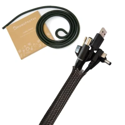 Abbildung von HOMEPROTEK 3m 13 20mm Kabelschlauch selbstschließend Schwarz Kabelkanal Flexibel für PC Kabelmanagement zu Hause oder im Büro, Cable Sleeve for Management Kabelschutz Katze und Tiere