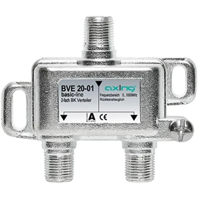 Abbildung von Axing BVE 20 01 2 Fach BK Verteiler (5 1000 MHz) für Kabelfernsehen und DVB T2 HD, F Anschlüsse