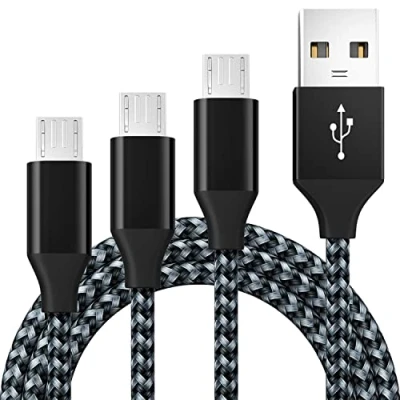 Abbildung von BIBTIM Micro USB Ladekabel 1M 2M 3M, 2.0 A Stecker auf Kabel, Android Schnellladekabel 480 Mbps Datenübertragungsgeschwindigkeit
