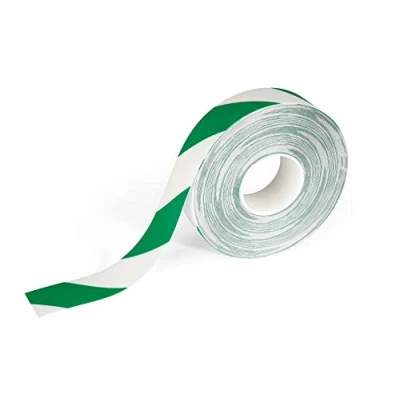 Abbildung von Durable Bodenmarkierungsband Duraline, zweifarbiges Warnklebeband, 50 mm x 0,7 30 m (B H L), grün/weiß, 1726131