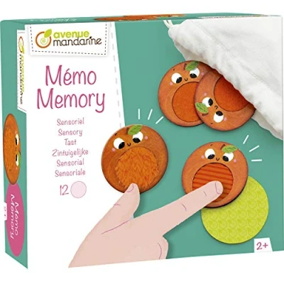 Abbildung von Avenue Mandarine JE524C Tastmemory, 6 Mandarinenpaare 5cm, mit verschiedenen Oberflächen, 1 Baumwollsack, ideal ab 2 Jahren, Box