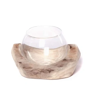 Abbildung von CREEDWOOD Windlicht Wurzelholz &quot;NURIA&quot;, mit Glaseinsatz, Vase, Kerzenhalter
