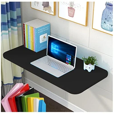 Abbildung von Wandklapptisch Klapptisch Wandtisch, Stabiler Wandmontage Platzsparender Schwimmender Schreibtisch Küchentisch Kindermöbel Laptoptisch Esstisch 70x30cm/28x12in Black