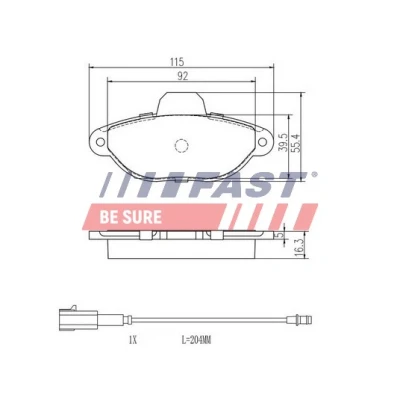 Abbildung von FAST FT29084 Bremsbelagsatz Vorderachse mit integriertem Verschleißsensor HONDA: CIVIC 7 Hatchback, Accord Limousine, Tourer