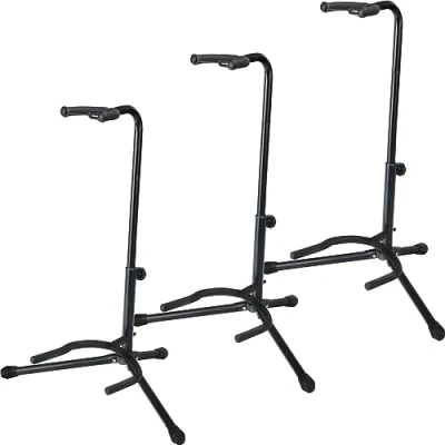 Abbildung von 3x Rocktile GSN 01 Gitarrenständer mit Halsstütze (höhenverstellbar 60 70cm, Standfläche 53 x 30 cm, auch für Bass, Banjo o.ä.) schwarz