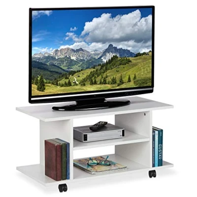 Abbildung von relaxdays TV Regal Board mit Rollen weiß