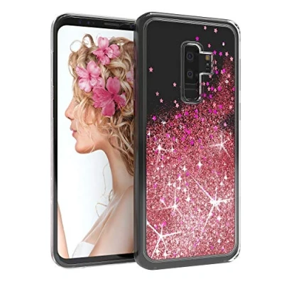 Abbildung von EAZY CASE Hülle kompatibel mit Samsung Galaxy S9 Plus Schutzhülle Flüssig Glitzer, Handyhülle, Schutzhülle, Back Cover Glitter Flüssigkeit, aus TPU/Silikon, Transparent/Durchsichtig, Rosa