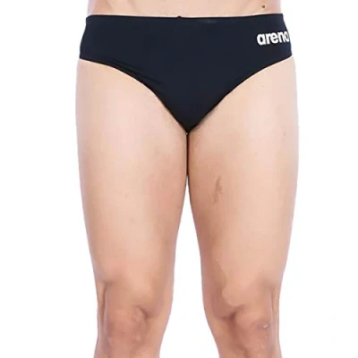 Abbildung von arena Herren Trainings Badehose Slip Solid (Schnelltrocknend, UV Schutz UPF 50+, Kordelzug, Chlorresistent), Black White (55), 1