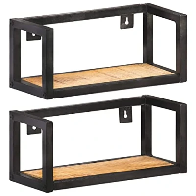 Abbildung von vidaXL Regal Wandregale 2 Stk. 40 cm Raues Mangoholz, tlg.