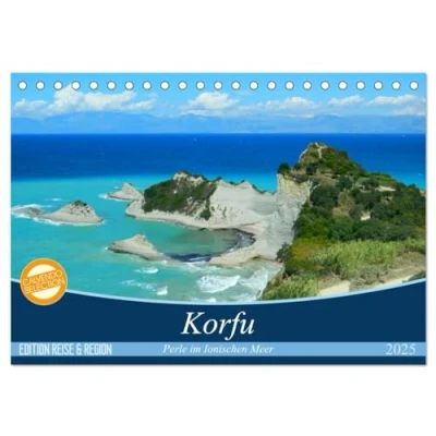 Abbildung von Korfu, Perle im Ionischen Meer (Tischkalender 2025 DIN A5 quer), CALVENDO Monatskalender