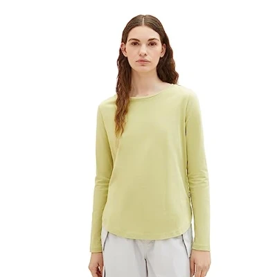 Abbildung von TOM TAILOR Denim Damen 1039796 Basic Langarmshirt, 32256 dusty pear Green, L