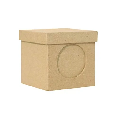 Abbildung von Décopatch BT001O Box quadratisch mit Fotohalterung aus Pappmaché, 7 x cm, zum Verzieren, perfekt für Ihre Wohndeko, Kartonbraun