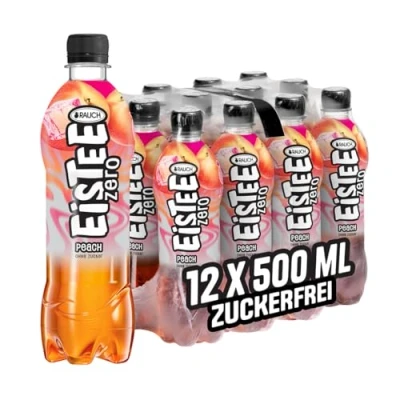 Abbildung von Rauch Eistee Zero Peach Erfrischender mit Pfirsich Geschmack Ideal für Tee Trinker &amp; Durstlöscher Zuckerfrei kalorienarm Aus Schwarztee und Hagebutte 12x 500ml PET Flasche