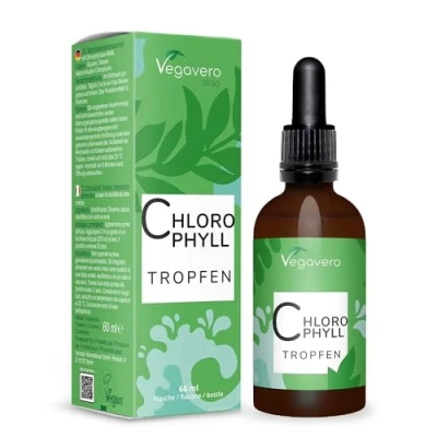 Abbildung von Chlorophyll Tropfen 60 ml ohne Alkohol Hochdosiert: 300 mg Chlorophyllin aus Alfalfa Laborgeprüft, Keine Konservierungsstoffe &amp; Aromen Vegavero®