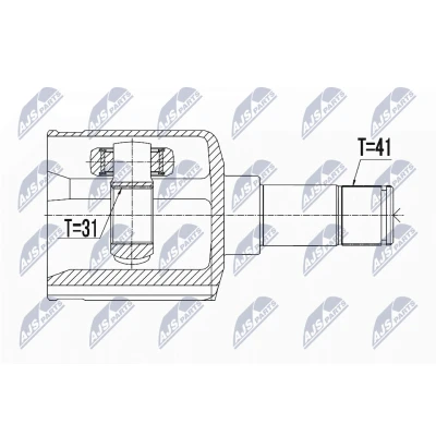 Abbildung von NTY NPW FR 061 Gelenksatz Schaltgetriebe 6 Gang Vorderachse links FORD: Transit Mk6 Kastenwagen, Bus