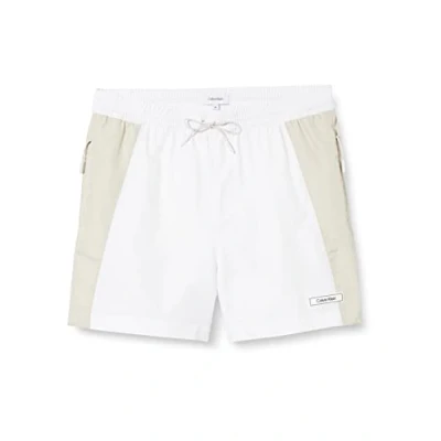Abbildung von Calvin Klein Herren Badehose Medium Drawstring Lang, Weiß (PVH Classic White), M