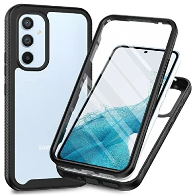 Abbildung von XINNI Hülle für Samsung Galaxy A34 5G, 360 Grad Stoßfeste Schutzhülle mit Integriertem Bildschirmschutz, Robuster Bumper Outdoor Full Body Case, Schwarz