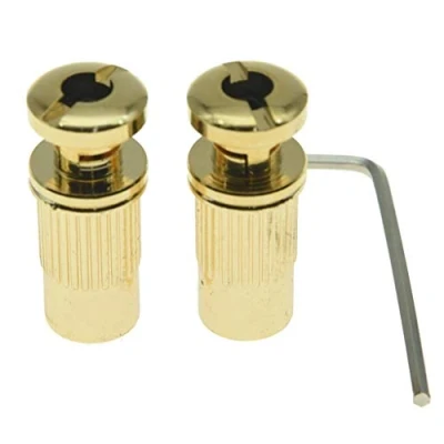 Abbildung von KAISH Gitarren Saitenhalter mit Befestigungsbolzen für Arretierung und Brücke, Chrom/Nickel, Schwarz/Gold gold