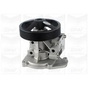 Abbildung von GRAF PA1121 Wasserpumpe mit Dichtung ohne Deckel mechanisch Stahlblech 130 für Keilrippenriementrieb FORD: Transit Mk5 Kastenwagen