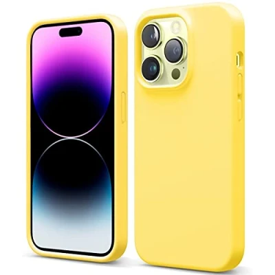 Abbildung von Verco Handyhülle für Apple iPhone 15 Pro Max Hülle, Case Silikon Gel [weiches Innenfutter] Schutzhülle stoßfest, Gelb