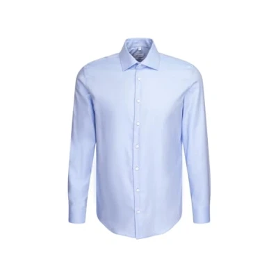 Abbildung von Seidensticker Herren Business Hemd Shaped Fit Bügelleicht Kent Kragen Langarm 100% Baumwolle, Blau, 39 EU
