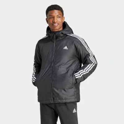 Abbildung von adidas Sportswear Essentials 3STRIPES Insulated Hooded Winterjacke, Herren, Größe: Small, Black