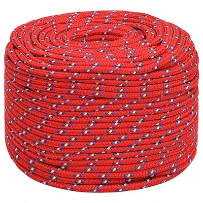 Abbildung von vidaXL Bootsseil Ankerleine Festmacher Tauwerk PP Leine Seil Tau Polypropylenseil Geflochten Flechtleine Rot 8mm 25 m Polypropylen