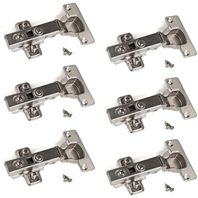 Abbildung von SO TECH® Möbelbeschlag Topfbänder T45/T52 Eckanschlag mit Dämpfer + Kreuzplatte (6 St), Scharnier Scharniere Topfscharniere