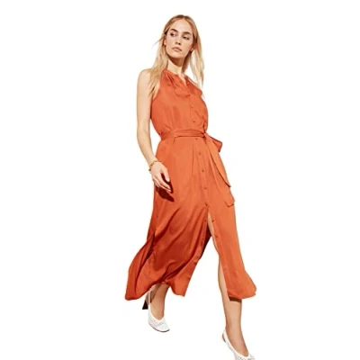 Abbildung von Trendyol Damen, reguläre Midi, A Linie, Normale Passform, gewebtes Kleid, Zimt, 38