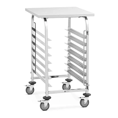 Abbildung von Royal Catering RCTW 7 TB Stikkenwagen Einschübe + Ablage Edelstahl Bäckerei Backblechwagen Ofenwagen Regalwagen für Backbleche